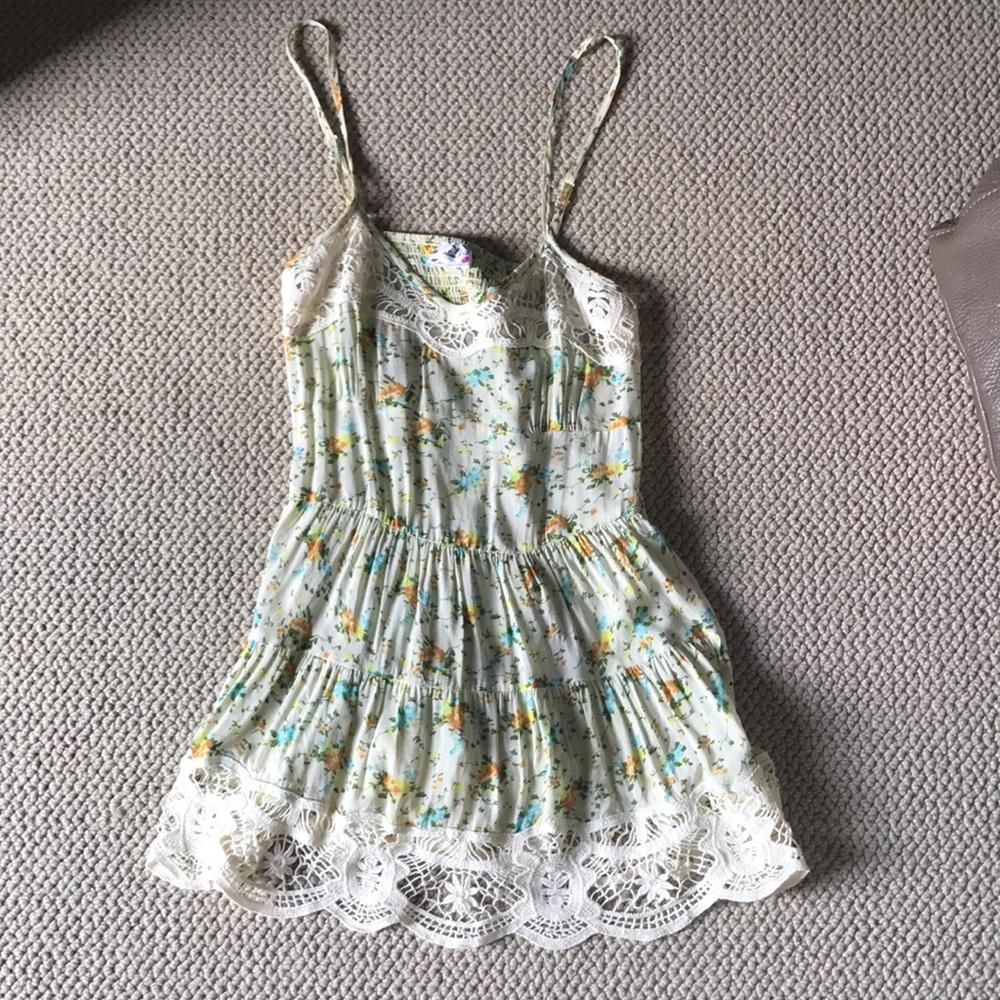 Free people babydoll floral crotchet dress